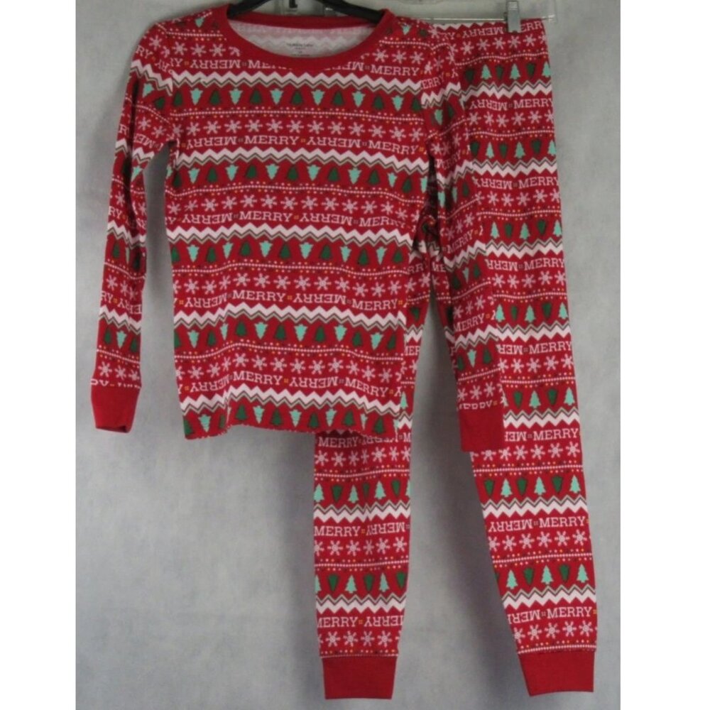 NWT Holiday Lane Kids Boys Girls Cotton 2-Piece Pajama Set, Red Christmas, 12